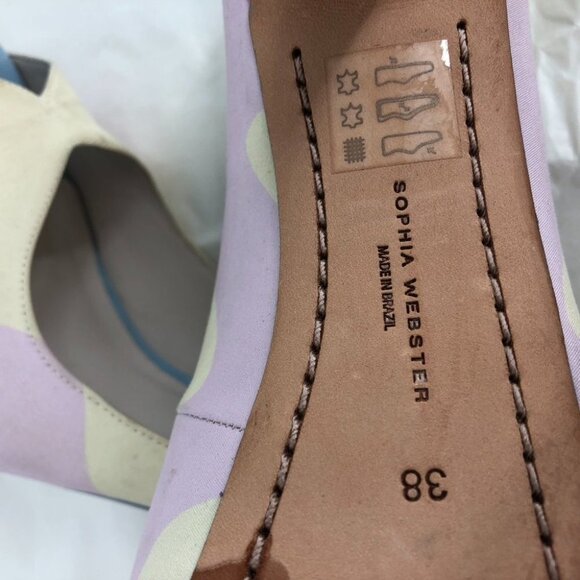 Sophia Webster Open-toe Whimsical neon pink, cream high pumps 7.5 (Euro 38) - Picture 6 of 16